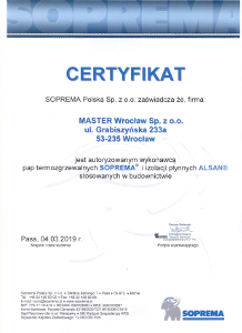 Certyfikat Soprema